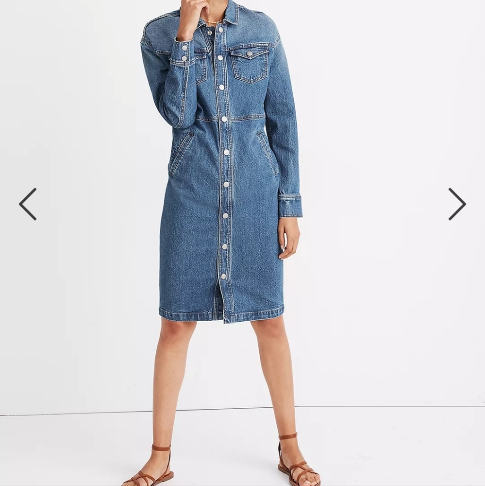 Madewell Denim Snap Shirt Dress